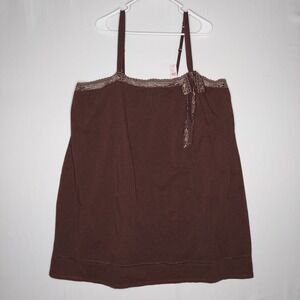 Cacique Camisole Tank Top Women 26/28 Brown Lace Bow